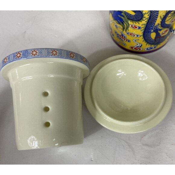 Chinese Hand Painted Vintage Tea Brewing Mug 3 Piece Set 5x3” - Picture 11 of 16